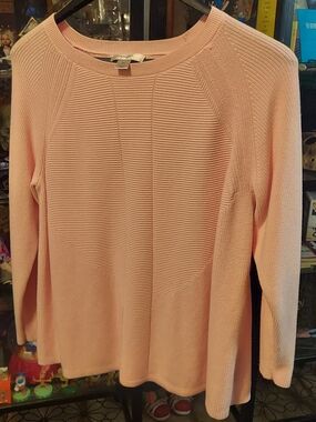 CJ Banks Light Pink Textured Knit Sweater